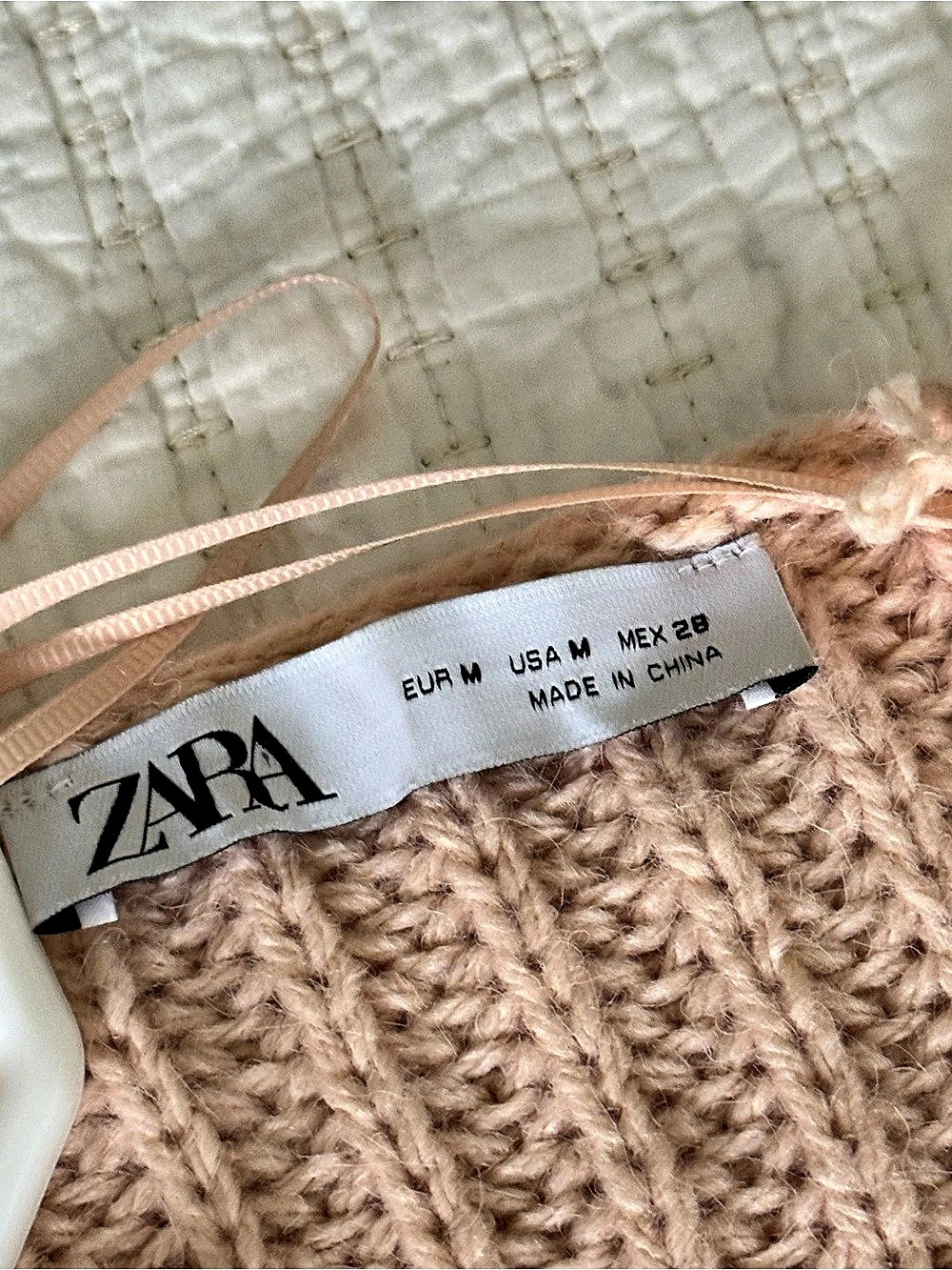 Zara Knit Wrap Tie Cardigan Sweater peachy pink Medium - Picture 4 of 7